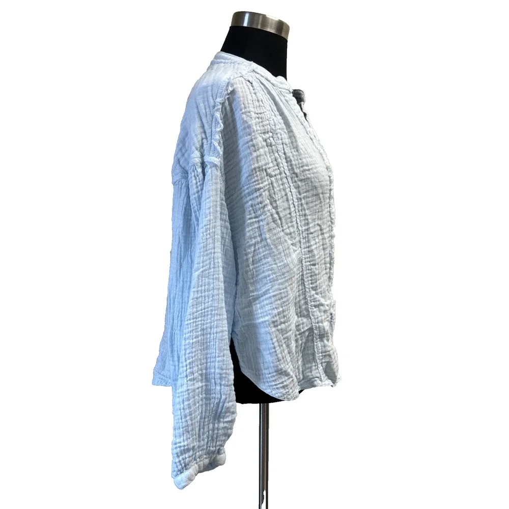 Free People We The Free Valley Double Cloth Shirt ICE BLUE Size XS $128